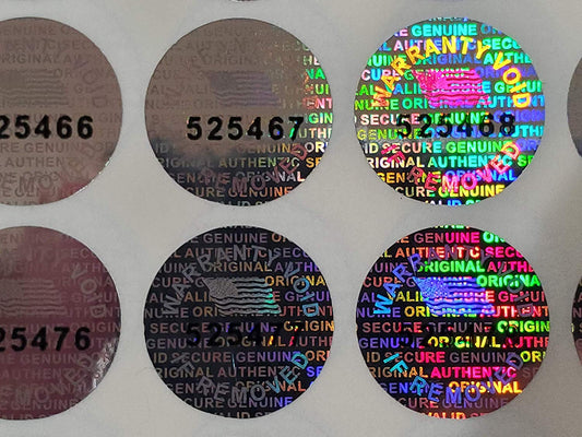 14 MM (0.53 inch) with Serial Number Round Tamper Evident Security Void Hologram Labels Seals Stickers- Maxhologram Brand (100) 100