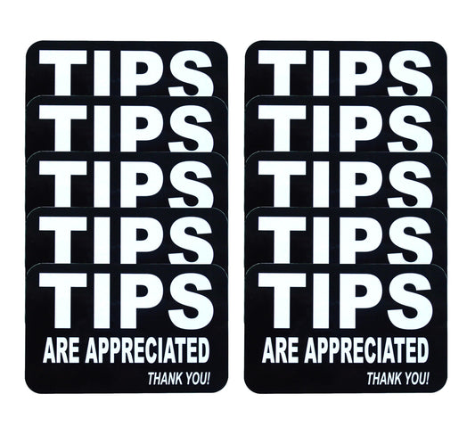 10 Pieces Tips are Appreciated Vinyl Stickers,2.5 inches by 4 inches Self Adhesive Stickers,UV Waterproof Scratch Resistant Film Labels