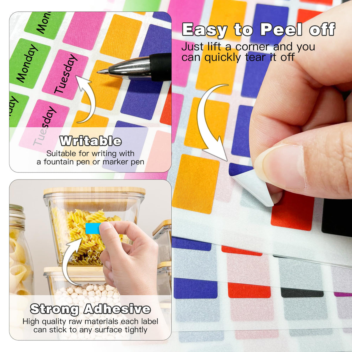 PARLAIM Pack of 1575 Rectangle Color Coding Labels,1/2" x 3/4" Rectangular Stickers in 15 Colors Rectangle Folder File Labels for Office and Home