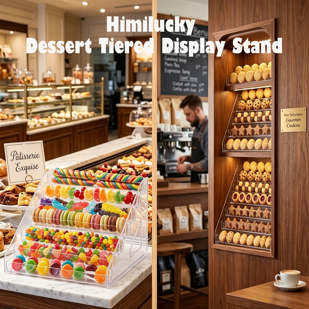 2 Pack 5 Tier Acrylic Cookie Display Stand, Clear Tiered Dessert Stand for Bakers Vendors, Professional Display Riser for Craft Fairs, Market Booths & Retail, Nail Polish Holder Organizer Farmers Markets, Parties and Dessert Tables