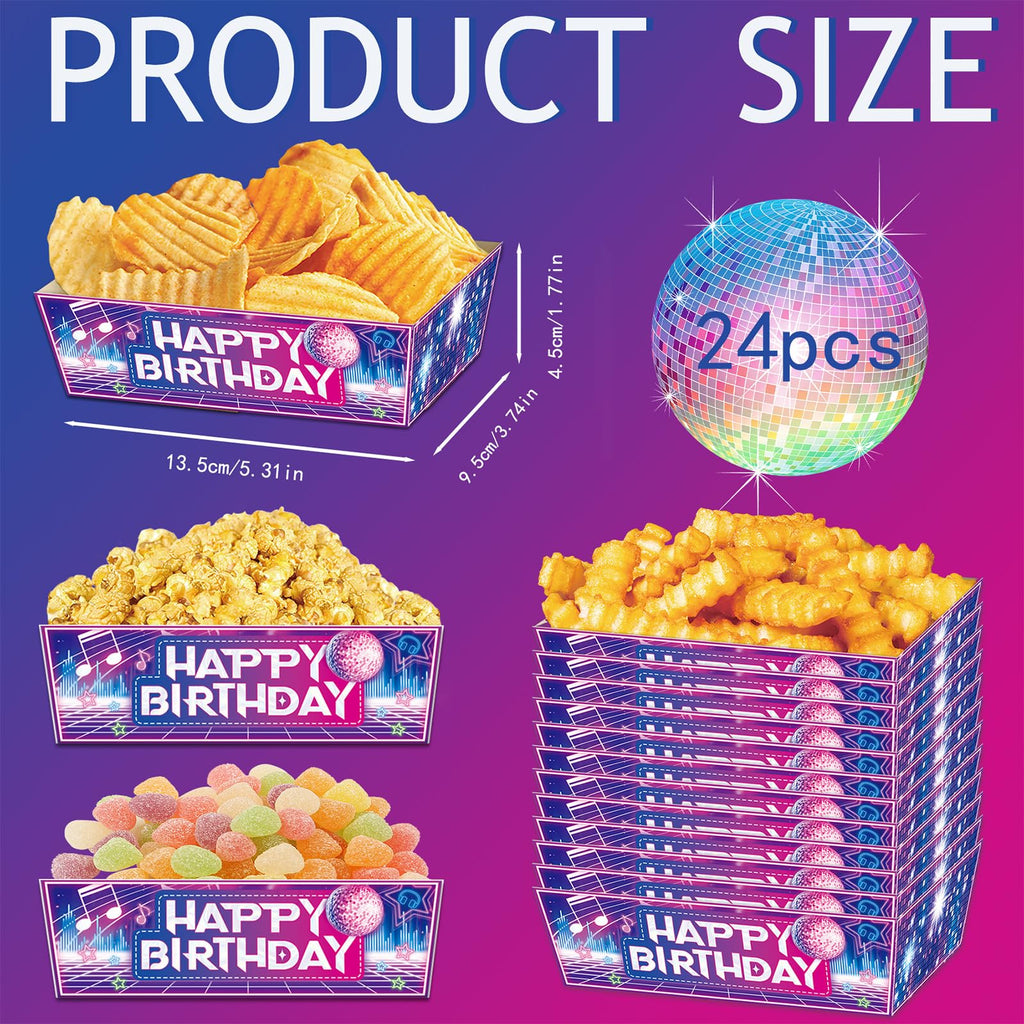 24 Pcs Disposable Paper Snack Trays for Kpop Theme Party Decor