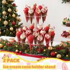 FoldTier 2 Pack Acrylic Ice Cream Cone Holder Stand, 2 Tier with 24 Holes