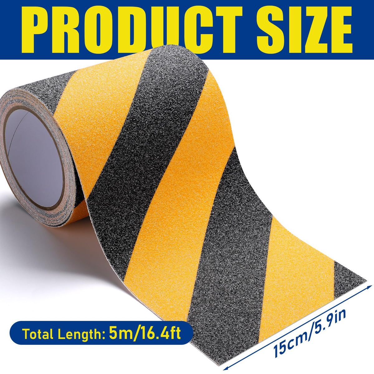 Heavy Duty Anti Slip Tape, 6in x 16FT Industrial Non Skid Traction Tape with High Friction Surface, Waterproof Safety Grip Tape for Indoor/Outdoor Stairs, Steps, Ramps, Flooring Use
