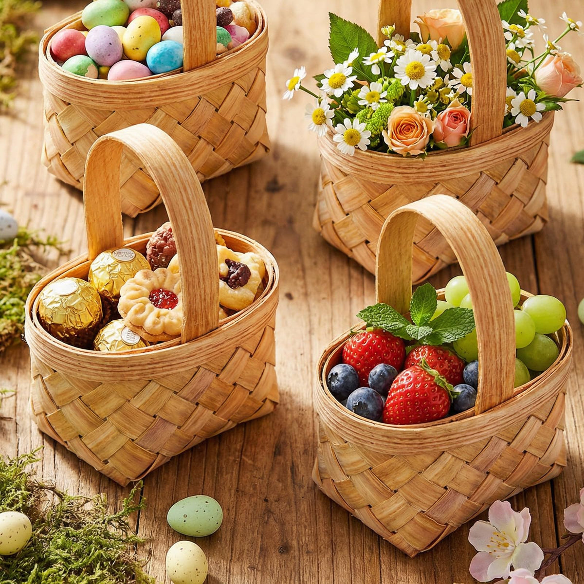 20 Pack Small Basket with Handle, Mini Wicker Basket for Wedding Party