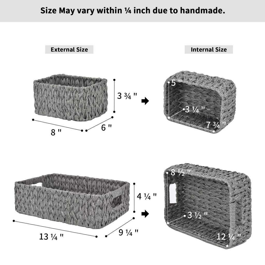 GRANNY SAYS Bundle of 3-Pack Nesting Wicker Baskets & 2-Pack Wicker Shelf Baskets