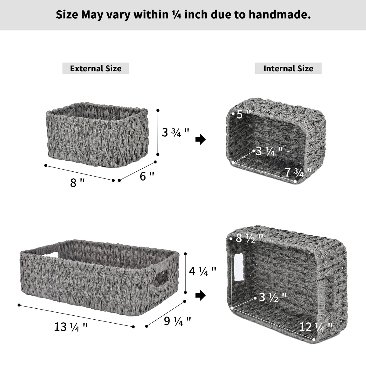 GRANNY SAYS Bundle of 3-Pack Nesting Wicker Baskets & 2-Pack Wicker Shelf Baskets