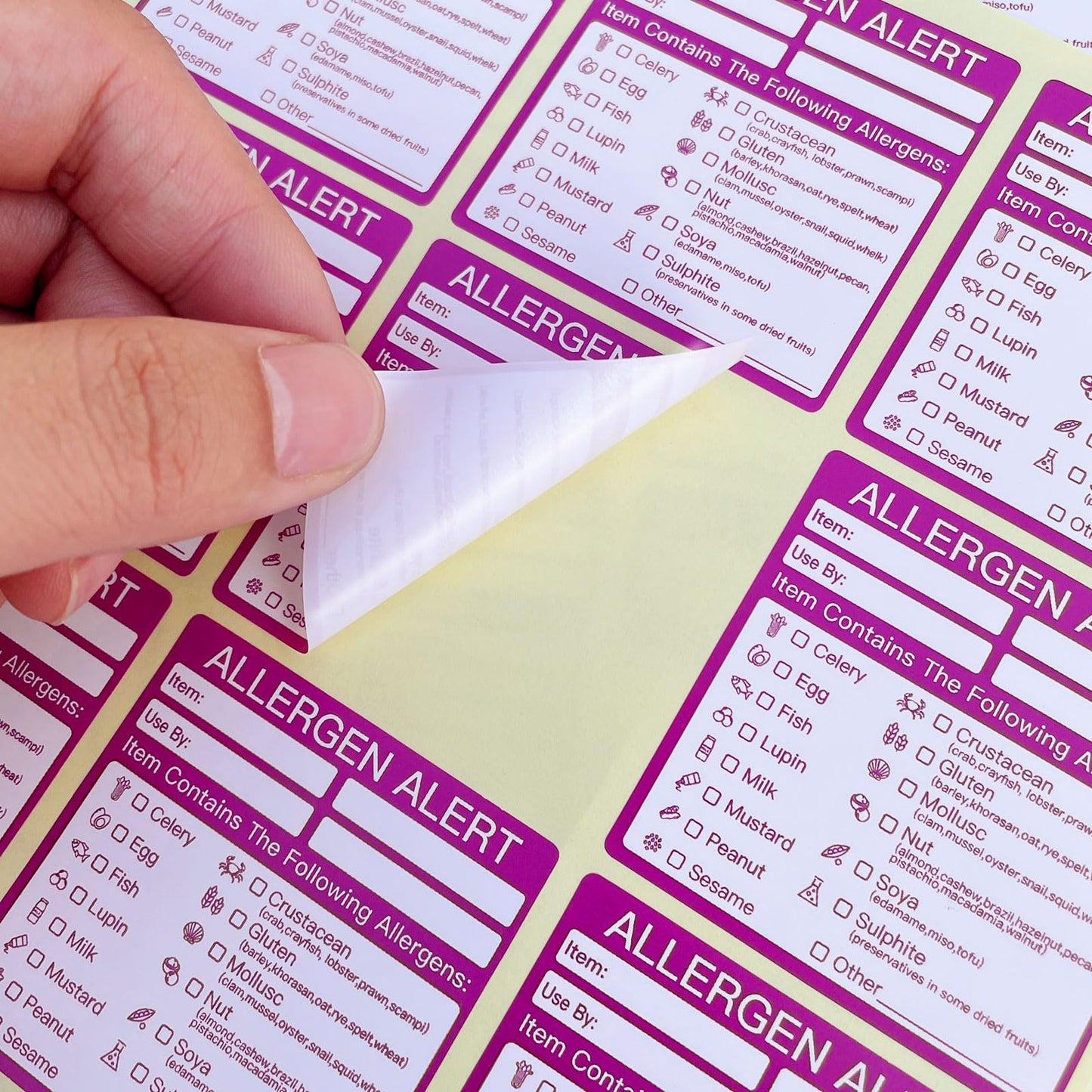 Food Allergen Warning Labels Stickers, 240PCS Food Labels to Denote Allergy Warnings,Food Allergy Labels for Commercial Kitchens and Catering Outlets（5 x 5cm）
