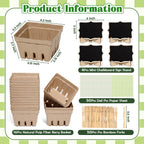16 Set Farmers Market Decorations Natural Pulp Fiber Berry Baskets Kit with Deli Paper Sheets Bamboo Forks Mini Chalkboard Signs for Farm Stand Strawberry Blueberry Fruit Vegetable Grocery & Party Natural Green 16