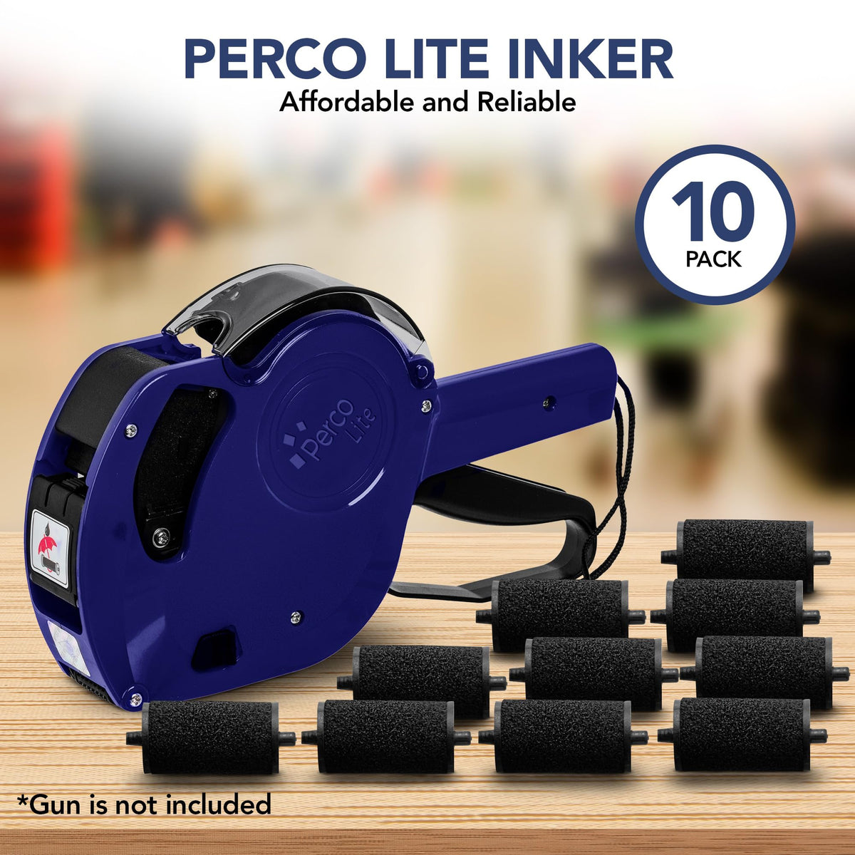 Perco Lite Pricing Gun Labeler Ink Rolls - Preferred Replacement Inkers for Perco Lite Price Tag Gun, Easy & Convenient Messy Free Ink Refill Even for Beginners (Pack of 10 Inkers) 10 Pack