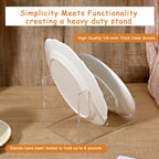 6 Pcs Plate Dinnerware Display Stand, 2-Tier China Platters Holder, Acrylic Plate Stands for Display Clear Kitchen Cabinet Organizer