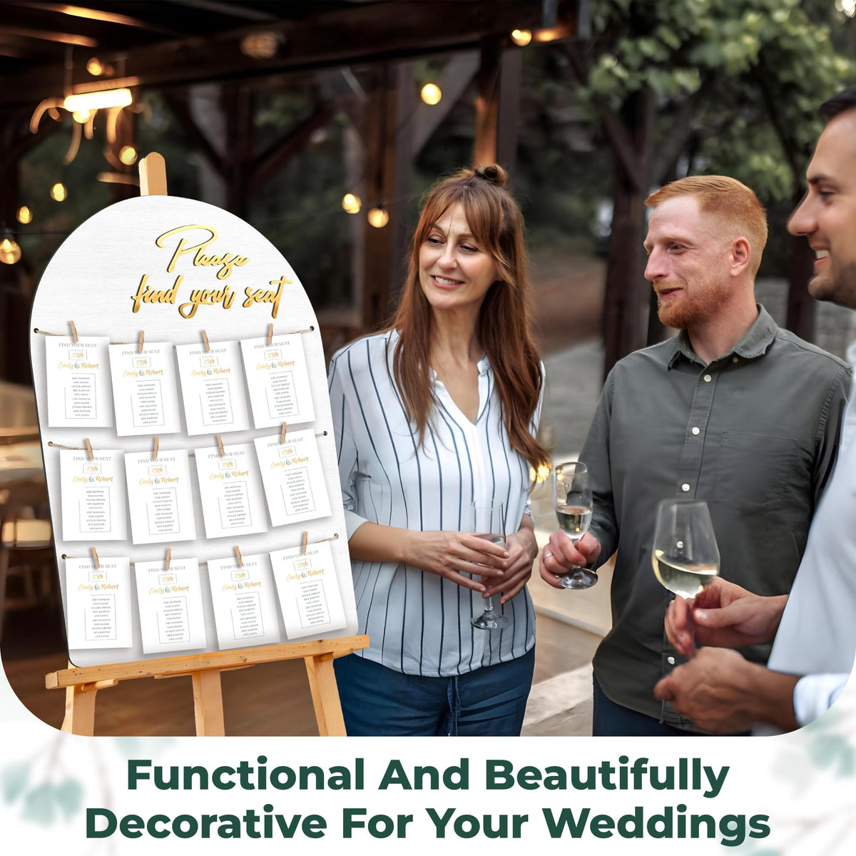 STOFINITY Wedding Seating Chart Board, Wood, 18x26 in, White