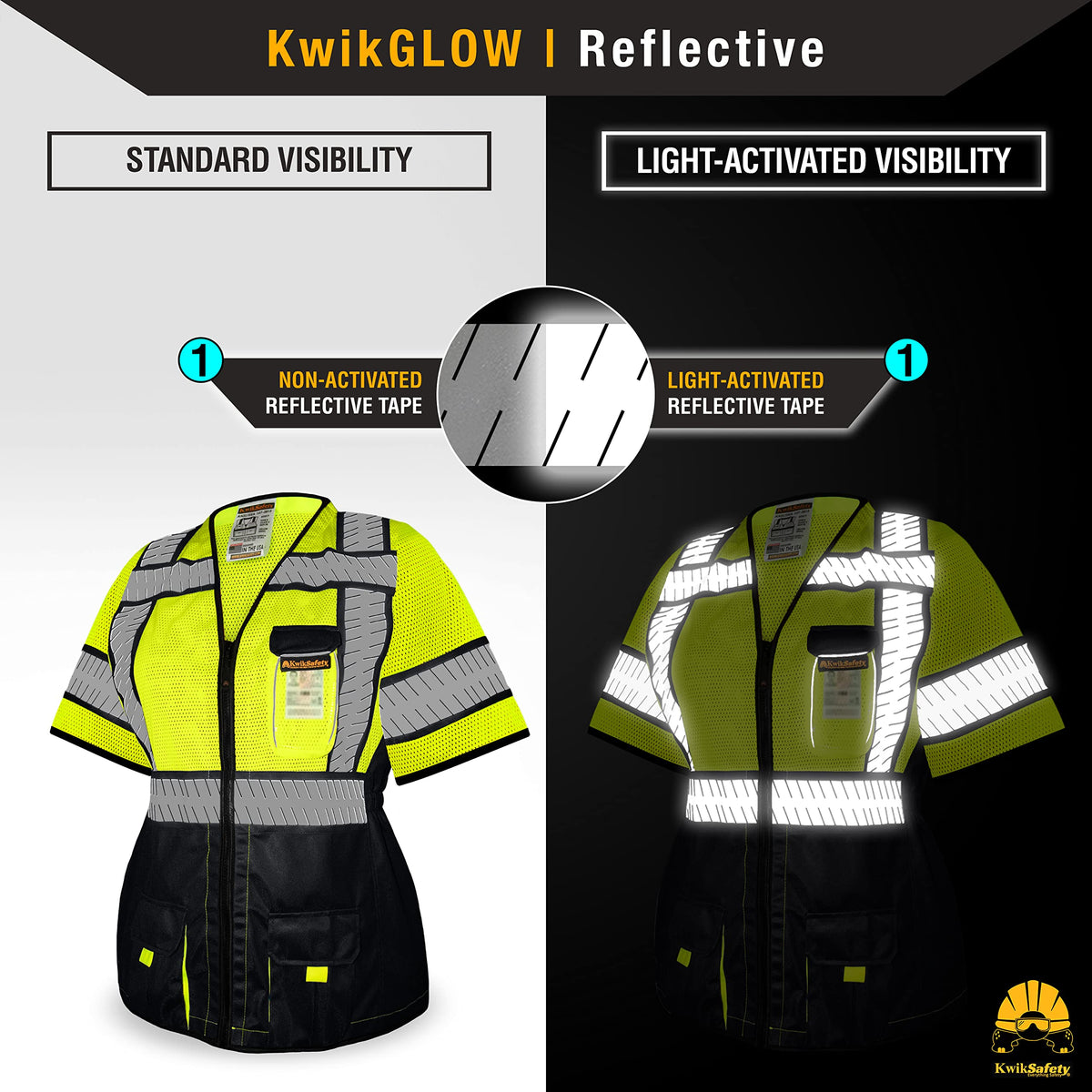 KwikSafety - Charlotte, NC - SPECIALIST Class 3 Safety Vest for Women [REFLECTIVE FISHBONE TAPE] ANSI Tested OSHA Compliant Hi Vis PPE Work Gear/Black 2XL