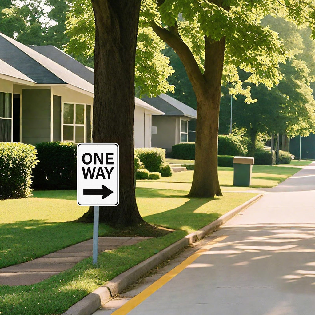 2 Pack One Way Sign with Right Arrow 18 × 12 Inches