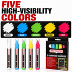 Chef Master Waterproof Markers, 5 Vibrant Colors, No Smudge, Rainproof