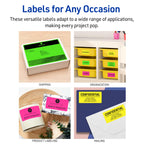 Avery Printable Labels with Sure Feed, 3-1/3" x 4", Assorted Neon Colors (Green, Magenta, and Yellow), Removable Adhesive, Laser & Inkjet Compatible, 72 Blank Labels Total (6482)