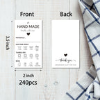 BLSUREFYX Handmade Care Instruction Tag 3.5x2in 240pcs Hand Made Tags 240 pcs