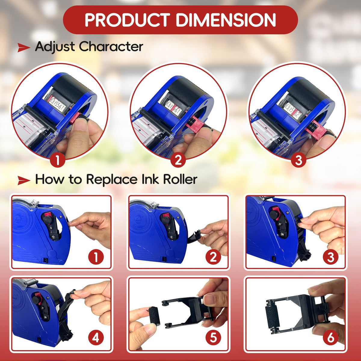 2 Pack 8 Digits Price Tag Gun with 5000 Labels & 4 Ink Rollers Kit blue