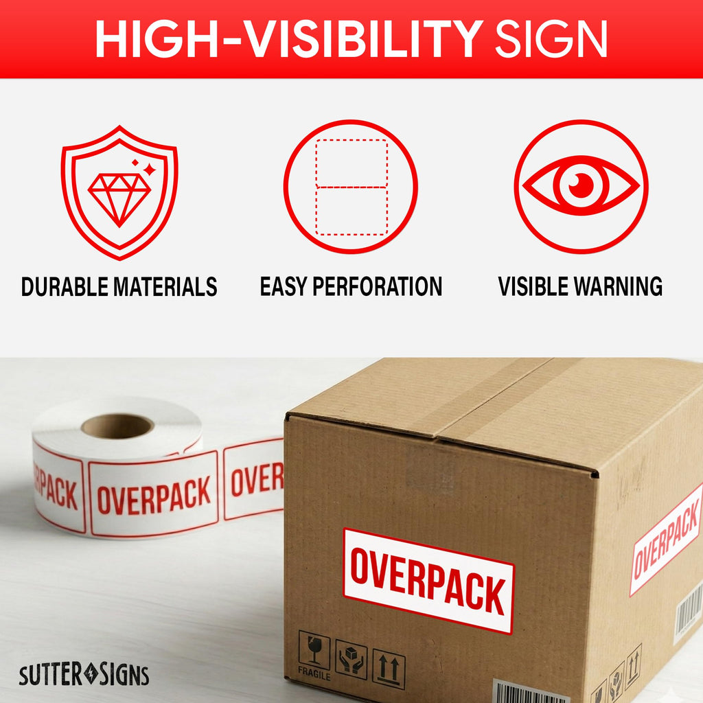 500pcs Overpack Stickers for Shipping Receiving