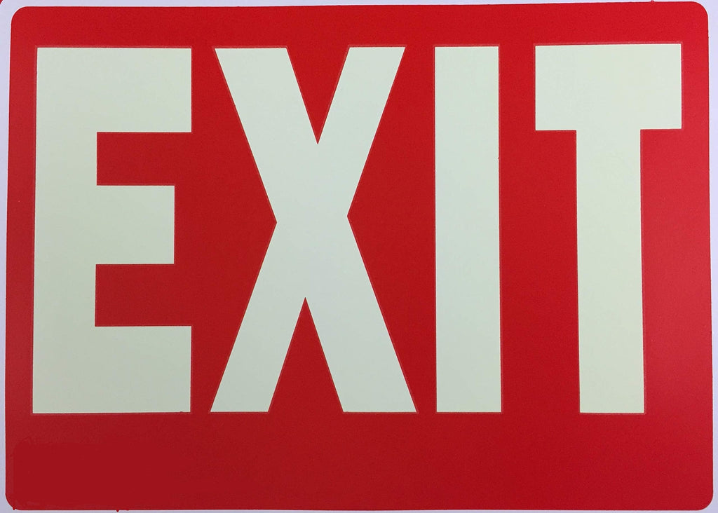 Exit Sign Glow-in-The-Dark Exit Sign, 12 by 8 Inches, Photoluminescent By natraco (12 Pack)