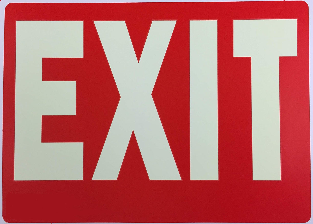 Exit Sign Glow-in-The-Dark Exit Sign, 12 by 8 Inches, Photoluminescent By natraco (12 Pack)