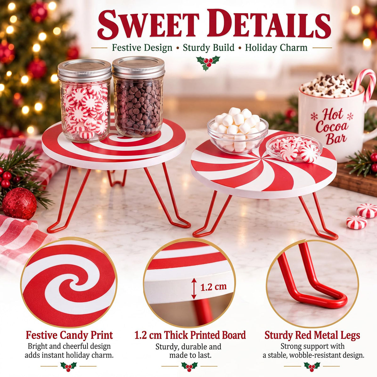 FillTouch 2 Pcs Christmas Hot Chocolate Bar Stand for Drink Station Decor
