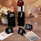 OLYCRAFT 50pcs Tent Style Acrylic Table Numbers Signs 1-50 Double Sided Black Table Numbers Signs Acrylic Tent Table Numbers Stands Signs 2.1x2.5x1.9 Inch for Wedding Party Banquets Receptions