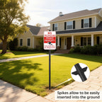 6'6'' Heavy Duty Metal Sign Post, Steel Round Signs Pole with Ground Spike, Adjustable Sign Mounting Brackets, Baked Enamel Finish for Yard, Parking, Traffic Signs(1 Pack, 80'') 78-Inch-Black 1-Pack