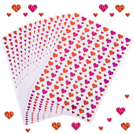 4000 Pcs Glitter Heart Sticker Valentine's Day Heart Shaped Sticker Love Heart Stickers Labels Self-Adhesive Decorative Sticker for Party Favors, Wedding, Anniversaries, Gift Packaging, Scrapbook