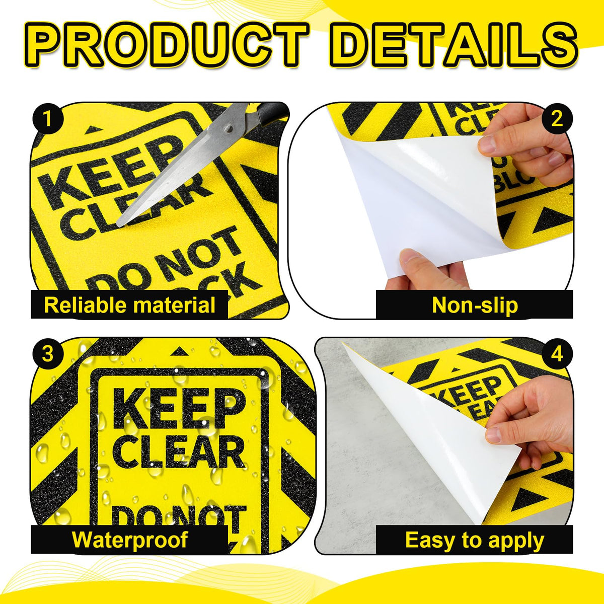 Marspark 3 Pack Keep Clear Do Not Block Sign 12x9'' 0.93mm Thick