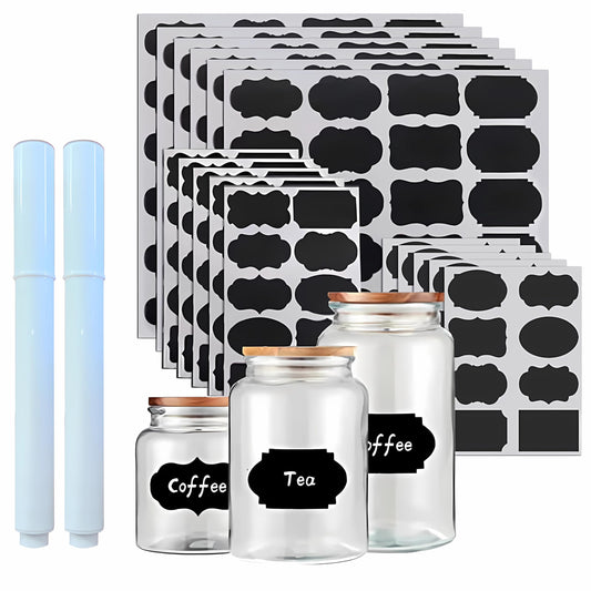 244 Erasable Chalkboard Labels Bulk Includes 2 Chalk Marker，Reusable, Removable,Parties Decoration, Craft Rooms, Weddings, Storage, Marker for Mason Jars, Organize Your Home & Kitchen