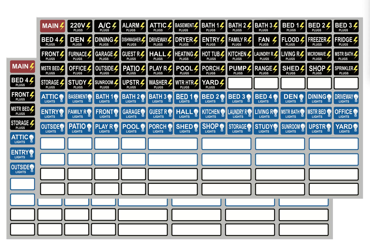 Circuit Breaker Box Stickers Removable Stickers for Electrical Plugs and Lights Circuit Breaker 192 PCS