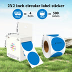 PARLAIM 2 Inch Round Adhesive Color-Code Dot Stickers,4Rolls/2000 per Rolls dots Label Dispenser Box, Circle Stickers Label Inch Coding Labels (Blue) Blue 4 Rolls-2000 Pack