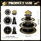 2026 Graduation Money Gift Holder, Celebration Cash Cake Stand with 24 Bill Slots, Graduation Money Tree for Women Men High School College Congrat Grad, Party Display Decorative - Black and Gold Black Gold (Pack of 1)
