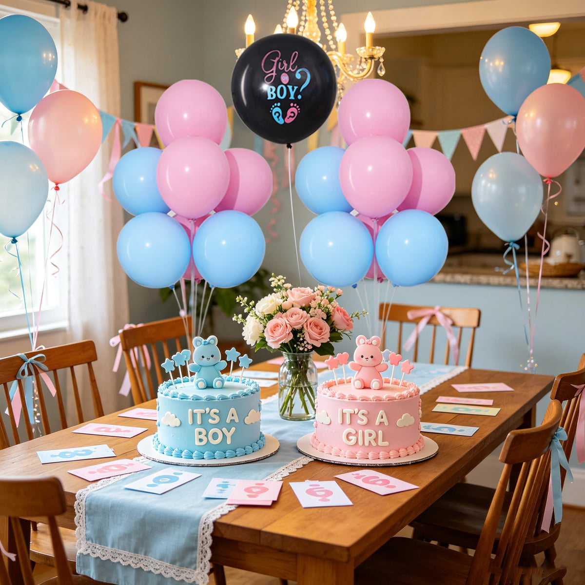 4 Sets Gender Reveal Balloons Stand Kit for Table Pink Blue