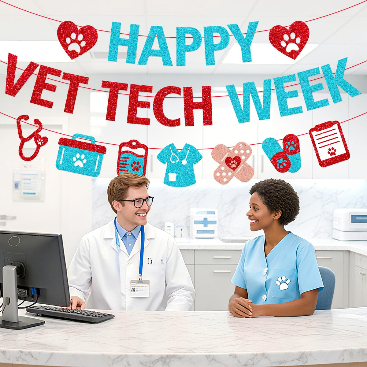 Happy Vet Tech Week Banner, Veterinary Technician Appreciation Decor