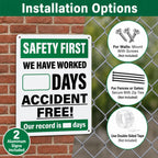 2 Pack Safety First Accident Free Days Aluminum Wall Signs 12×8 in