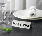 New Star Foodservice Stainless Steel Reserved Table Tent Sign, Silver, 4.75" x 1.75" (Set of 2) (Pack of 2) 4.75” x 1.75” (Set of 2) (Pack of 2)