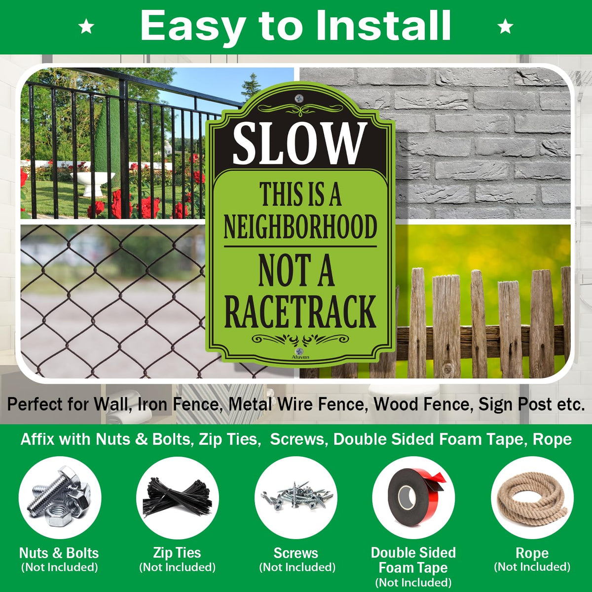 Slow This is A Neighborhood Not A Racetrack Signs 18x12 inches Metal Reflective Rust Aluminum UV Protected Waterproof Sturdy Easy Mounting Outdoor Use 2 Pack