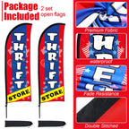 Buryeah 2 Sets Thrift Store Feather Flag with Pole Kit & Carry Bag