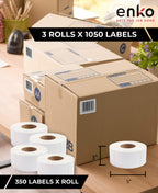 enKo 3 x 5 in 3 Rolls | 1050 Direct Thermal Address and Barcoding Labels 3 Rolls, 1050 Labels