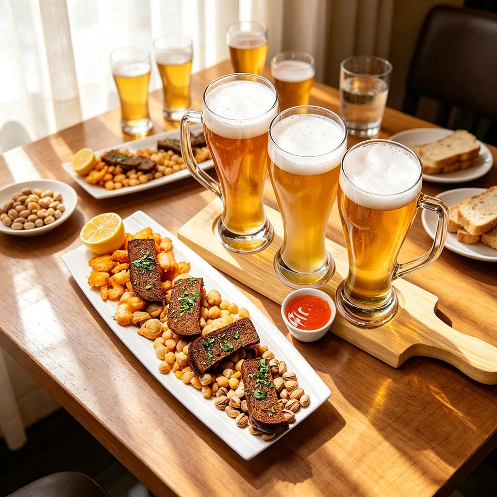 Bamboo Serving Board Beer Flight Tray for Brewery Tasting & Bar