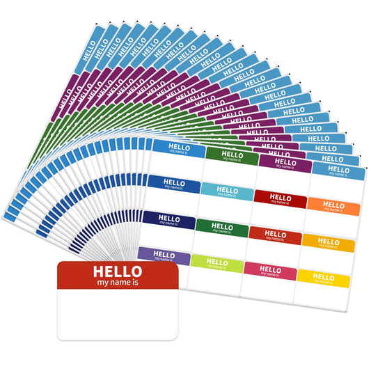 Pacific Mailer Name Tag Stickers 2"x3" Name Tags Hello My Name is Stickers Colored Name Tags for School Office Home Meeting, 416 Labels