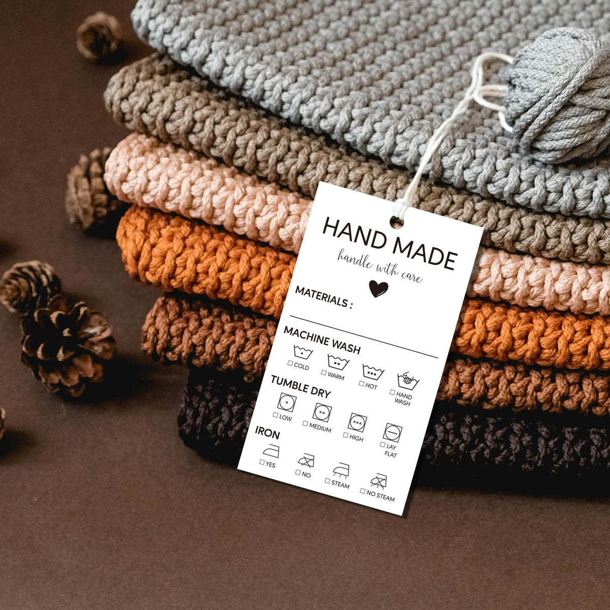 BLSUREFYX Handmade Care Instruction Tag 3.5x2in 240pcs Hand Made Tags 240 pcs