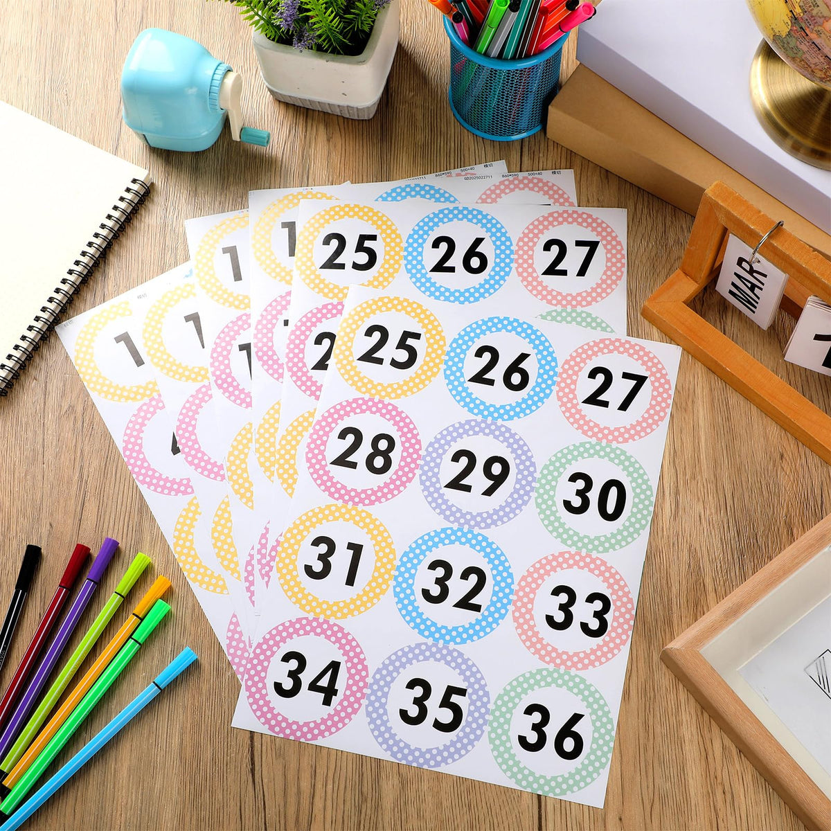 360pcs Large 3 Inch Pastel Number Stickers, 1-36 Number Stickers Pastle Style