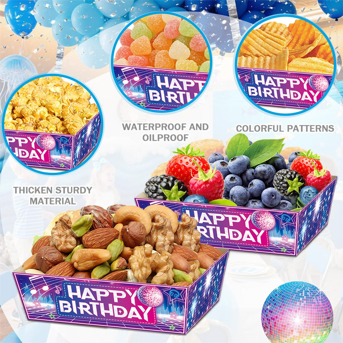 24 Pcs Disposable Paper Snack Trays for Kpop Theme Party Decor