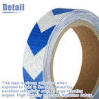 ACROPIX Universal 2.5cmx9m Blue and White Arrow Car Reflective Stickers Reflective Tape Safety Warning Reflective Protector - Pack of 1