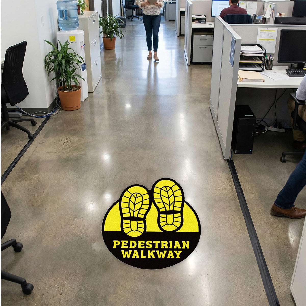5 Pack Pedestrian Walkway Floor Sticker Sign, 9 x 10.5 Inches 5