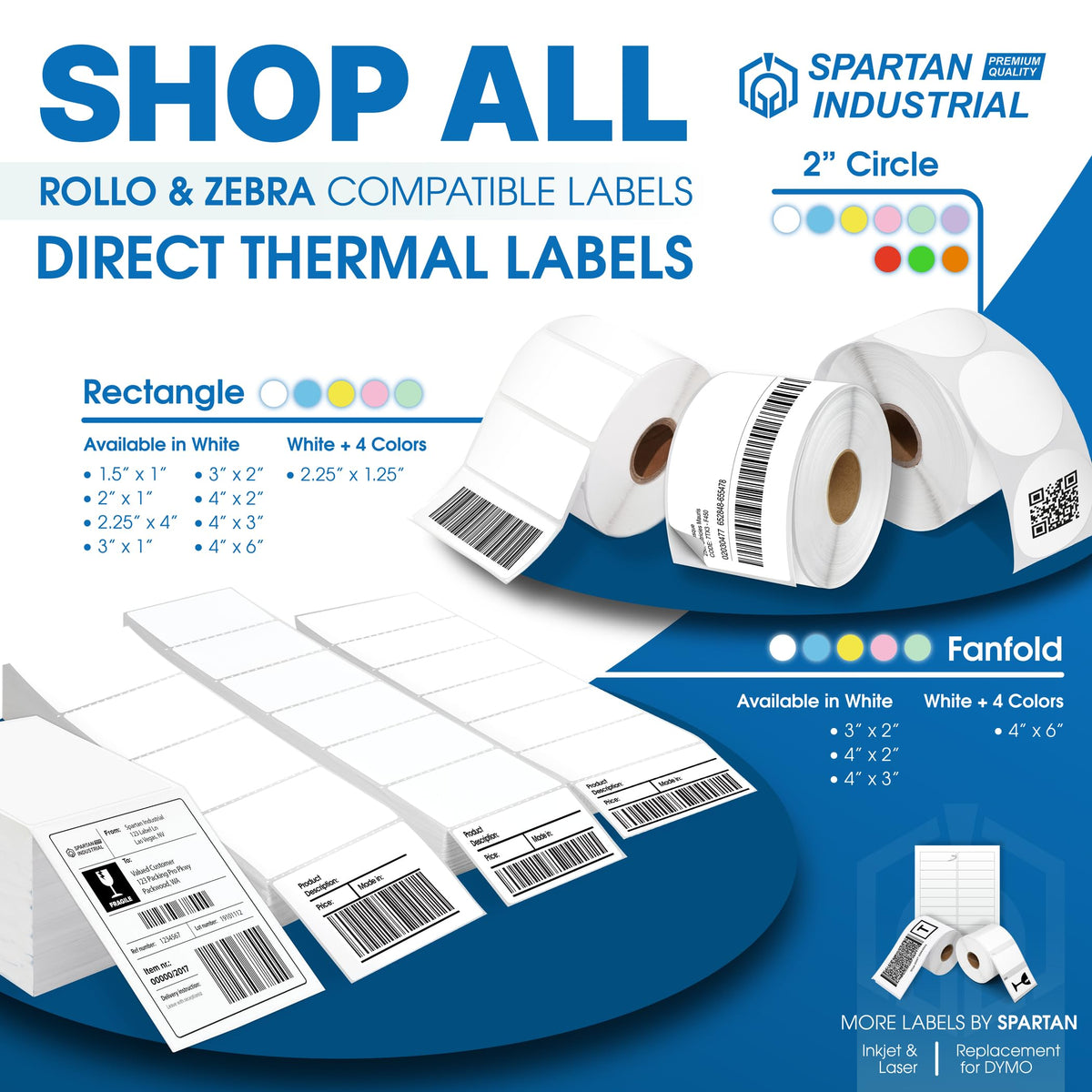 4" X 3" Direct Thermal Fanfold Labels (1000 Count, 1 Stack) 4" X 3"