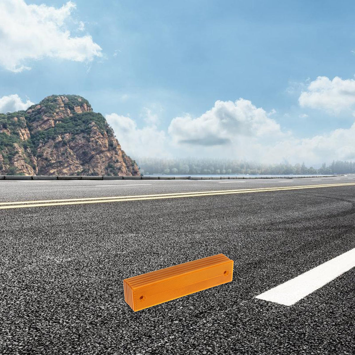 CALLARON 6pcs Reflective Sign Post, Road Pavement Markers, Night Safety Reflective Panels, Acrylic Orange Road Reflectors for Snow Plow, Construction, Driveway Edge, Parking 7. 07 X 1. 57 Inch