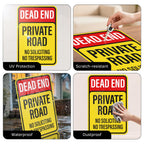 2 Pack Dead End Private Road Sign 18" × 12" Rust Free Aluminum